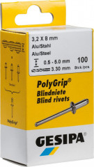Rivet aveugle alu/acier tête goutte de suif mini-pack 3x12mm 100pièces 
