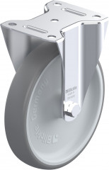 Roulette fixe caoutchouc thermoplastique avec platine à visser