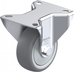Roulette fixe caoutchouc thermoplastique avec platine à visser