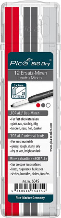 Lot de mines pour crayon de charpentier BIG Dry FORALL chantier graphite rouge blanc 