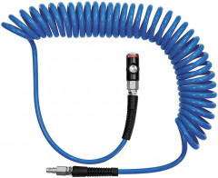 Tuyau flexible spiralé PU bleu, coupleur et fiche de sécurité DN7,4 12x8mm 10m  