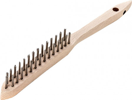 Brosse man. métal. acier lisse 0,35mm 2 rangées 