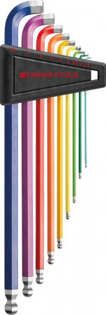 Jeu de clés mâles coudées ds support plast. 9 pcs 1,5-10 90-100deg. Rainbow  