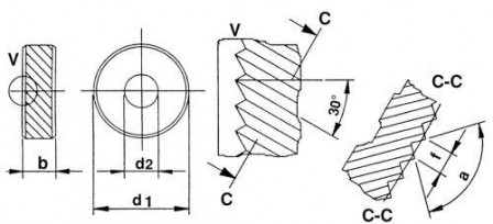 Molette PM BR 30° 8,9x2,5x4 H7 P0,8 