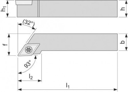 Porte-outils 93° SDJCR 1212 F11