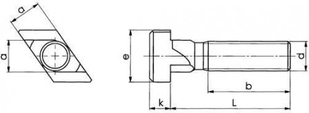 Boulon losange M16x18x100mm  