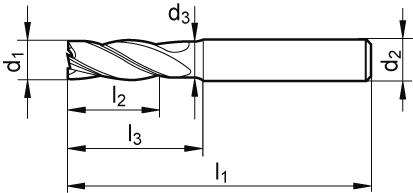 Fraise HPC carbure monobloc LOTUS queue HB D4 12mm  