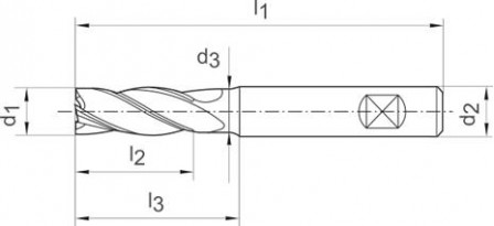 Fraise ratio longue DIN6527 carbure monobloc type ALU queue HB D4 4mm  