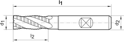 Fraise d'ébauche courte DIN844 HSSCo8 TiALN type HR 12mm  