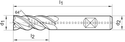 Fraise ratio longue DIN6527 carbure monobloc FIRE type INOX queue HB D4 16,0mm  