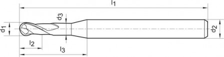 Microfraise carbure monobloc TiALN D4 D2 1,520mm  