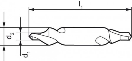 Foret à centrer sans méplat DIN333 HSS forme R type N 60° 6,30mm  