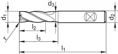 Fraise HPC carbure monobloc LOTUS queue HB D4 12mm  