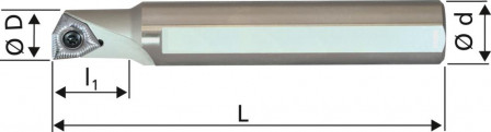 Porte-outils de perçage àdroite D08, 1,5xD p. WCH X 04 