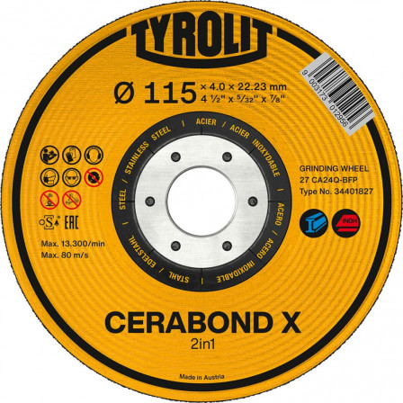 Meule d'ébarbage CERABONDX 125x4mm CA24Q-BFK 