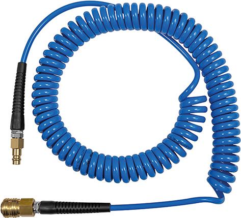 Tuyau flexible spirale PUbleu, raccord connecteur DN7,2 12x8mm, 6m 