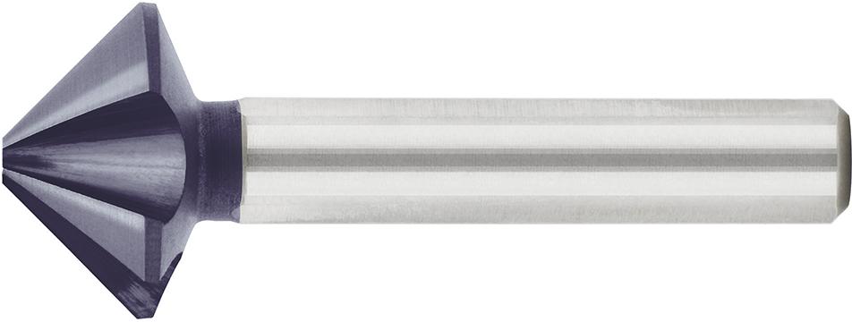 Fraise conique DIN335C HSS 90° 16,5mm TiAlN avec4 lames à pas variable queue à 3 méplats