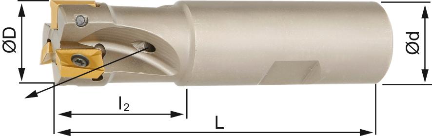 Fraise 90° D2 arrosage central D16mm pour APKT10