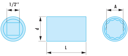 Douille 1/2” 12 pans métriques ADF