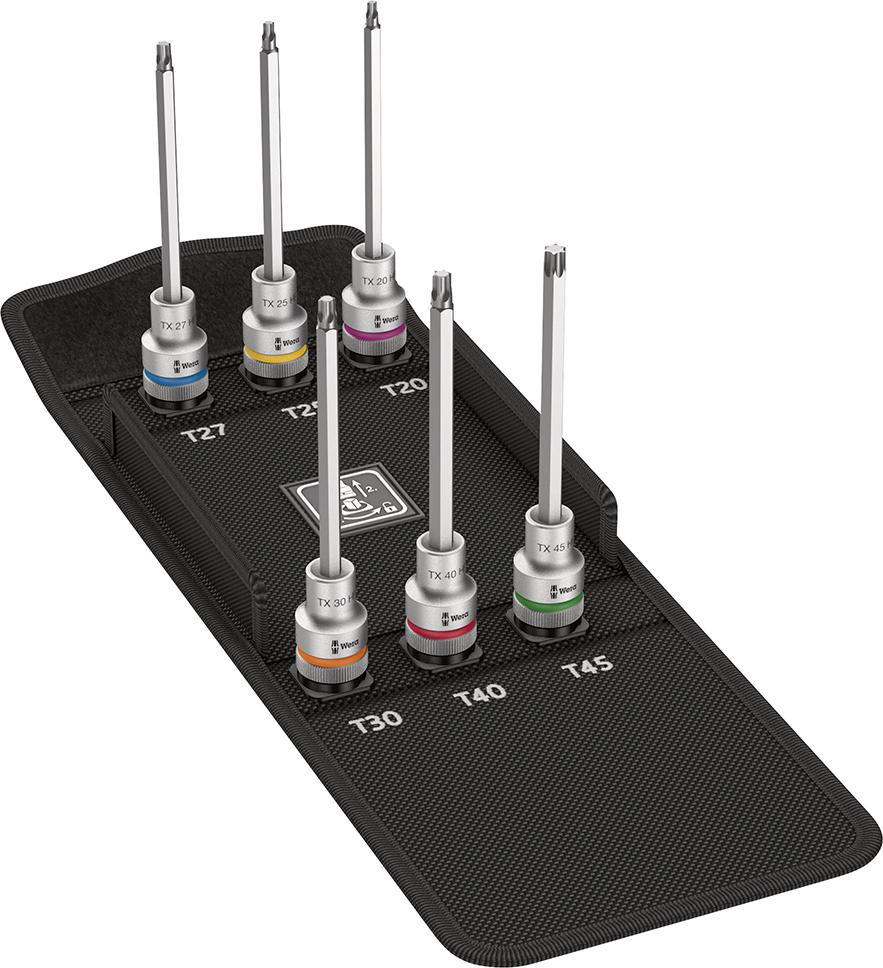 Jeu d'embouts de vissage longues avec porte-vis Torx 1/2