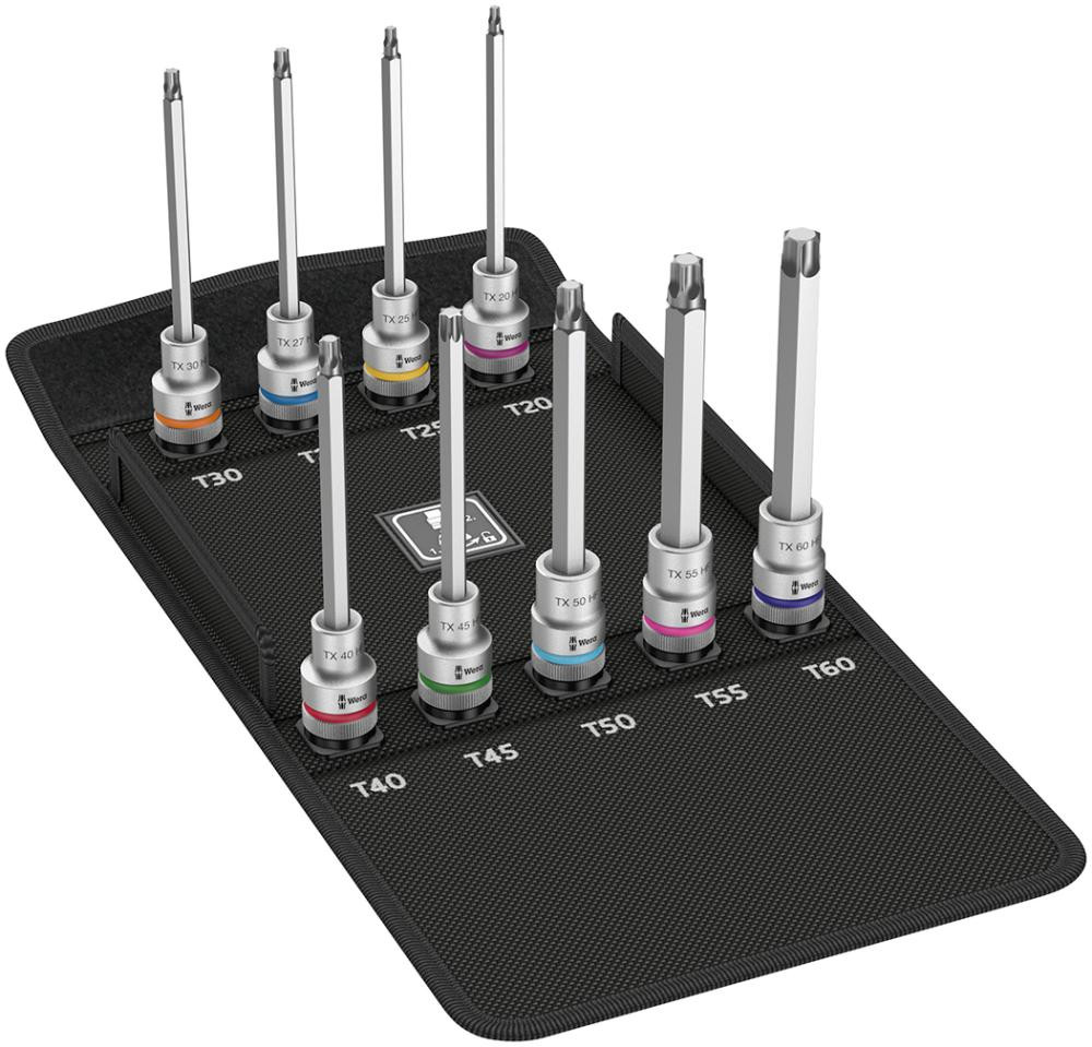 Jeu d'embouts de vissage longues avec porte-vis Torx 1/2