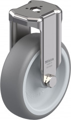 Roulette fixe inox caoutchouc thermoplastique à trou central