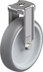 Roulette fixe inox caoutchouc thermoplastique à trou central