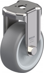 Roulette fixe inox caoutchouc thermoplastique à trou central
