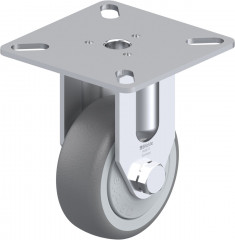 Roulette fixe caoutchouc thermoplastique avec platine à visser