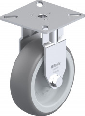 Roulette fixe caoutchouc thermoplastique avec platine à visser