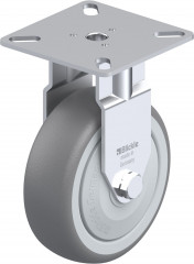 Roulette fixe caoutchouc thermoplastique avec platine à visser