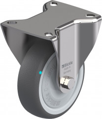 Roulette fixe inox polyuréthane thermoplastique avec platine à visser