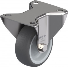 Roulette fixe inox polyuréthane thermoplastique avec platine à visser